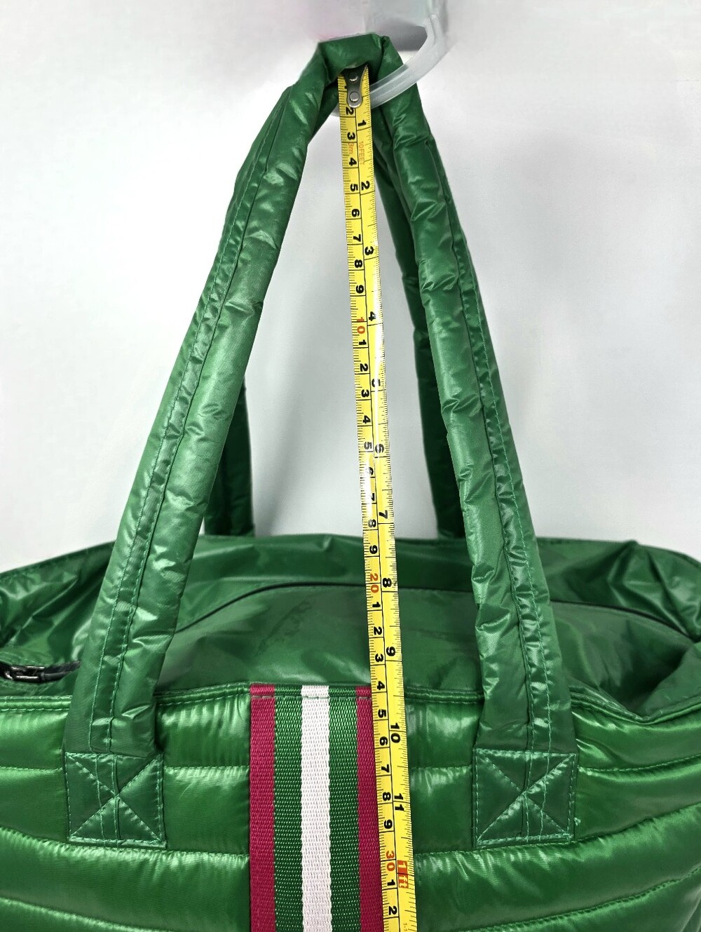 Think Royln Life On The Fly Puffy Tote Bag Large Green Pink, No Shoulder Strap - Picture 15 of 16